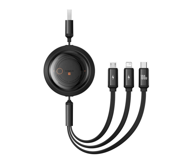Baseus Free2Draw Cable USB to M+L+C 100W 1.1m Black - 1348106 - zdjęcie